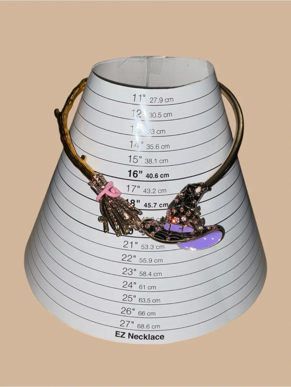 Betsey Johnson NWT Witch Hat & Broom Necklace, Discontinued/Rare Style